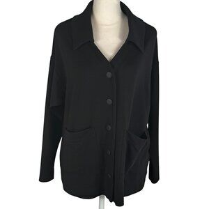CAbi 6253 Elemental Topper Jacket Black Snap Button | Easy Chic Layer | Size M